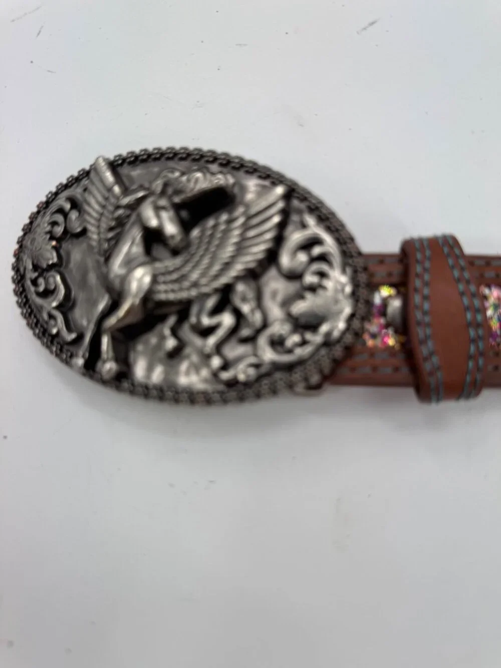 Shyanne Girls Glitter Leather Belt Set Size 20 & 24 Interchangeable Pegasus Buck